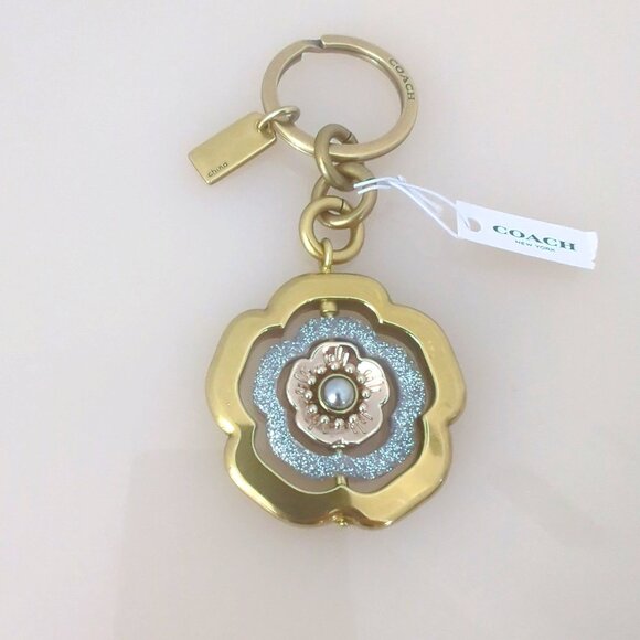 Coach NWT Spinning Tea Rose Bag Purse Charm Key Ring 30711 - Picture 1 of 7